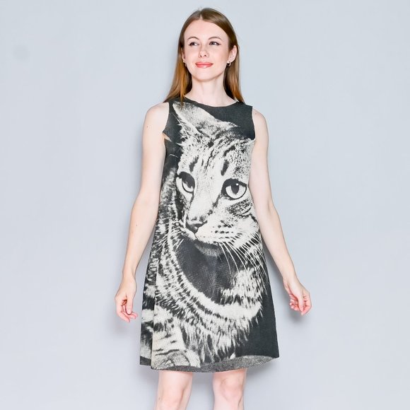 VINTAGE The Poster Dress Cat RARE 60s Harry Gordon Mod Pop Art Archive M